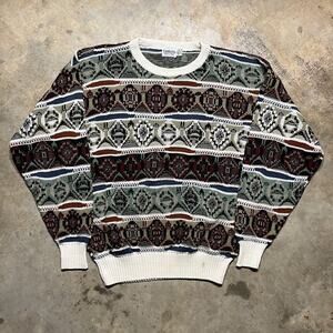 Vintage 90s Umberto 3-D Knit Grunge Pattern Sweater